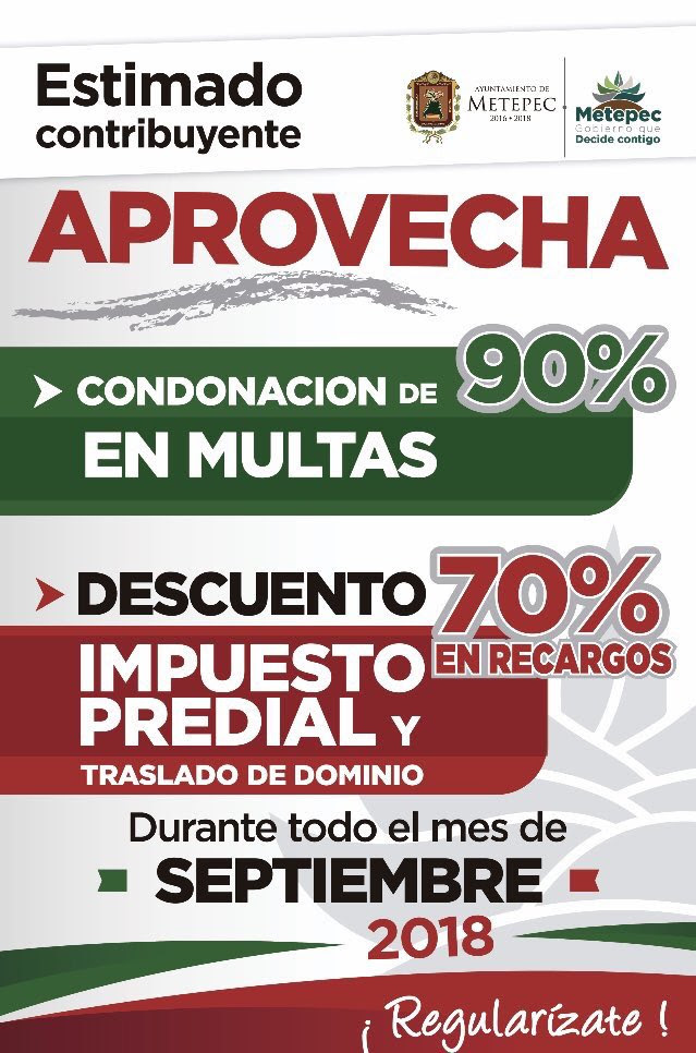 Metepec reduce multas del Predial
