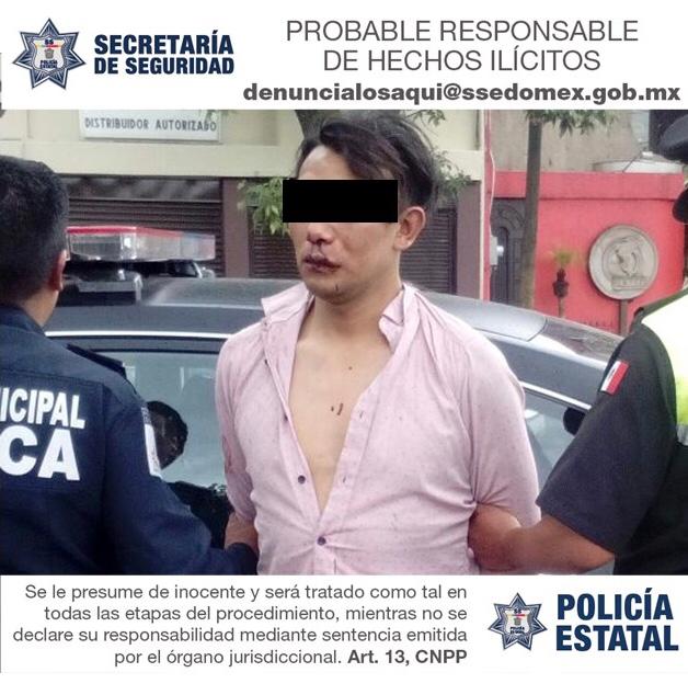 DETIENEN POLICÍAS ESTATALES Y MUNICIPALES A SUJETO GOLPEADO POR TURBA