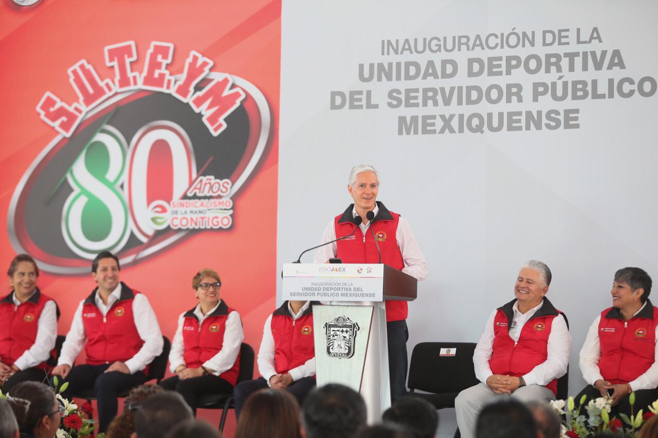 ASISTE ALFREDO DEL MAZO A INAUGURACIÓN DE LA UNIDAD DEPORTIVA DEL SERVIDOR PÚBLICO MEXIQUENSE