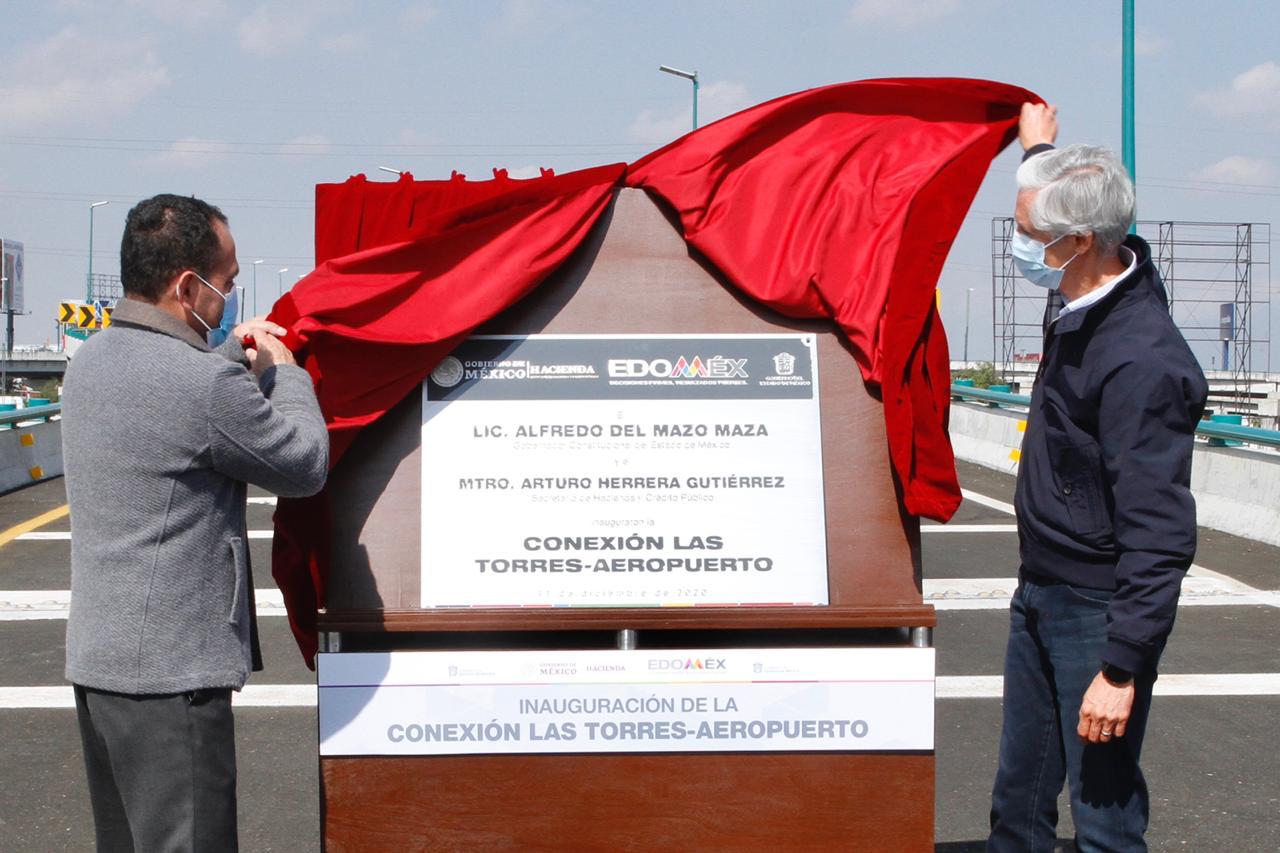 INAUGURAN ALFREDO DEL MAZO Y EL TITULAR DE LA SHCP, ARTURO HERRERA, DISTRIBUIDOR CONEXIÓN LAS TORRES-AEROPUERTO