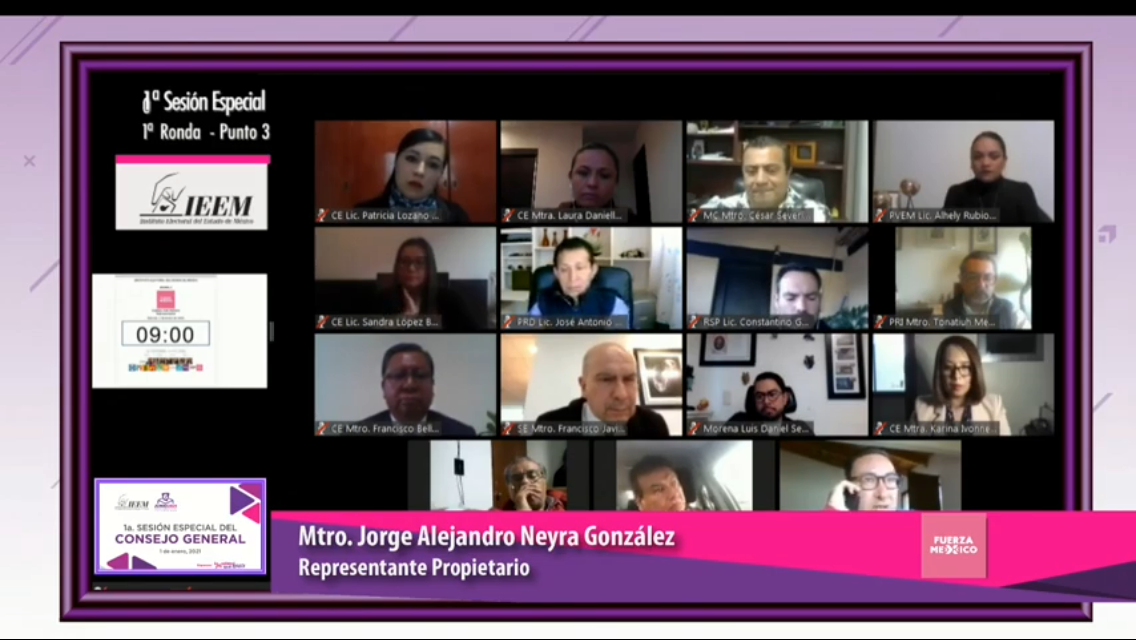 SESIÓN IEEM. Designan a Consejera como encargada de la presidencia. 1 de enero de 2021