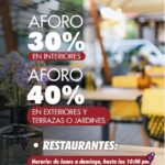 Restaurantes podrán tener 30 % de ocupación en interiores, y 40 por ciento en exteriores. 2021-02-14