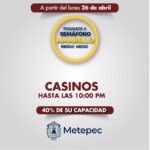 Semáforo Amarillo – Casinos sólo hasta las 22 horas