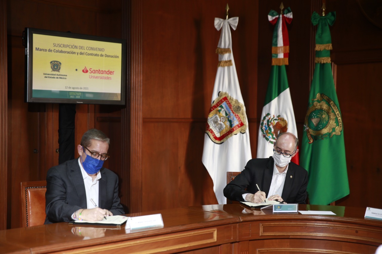 COLABORACIÓN ENTRE LA UAEM Y GRUPO SANTANDER DE MÉXICO FORTALECERÁ LA INFRAESTRUCTURA EDUCATIVA UNIVERSITARIA