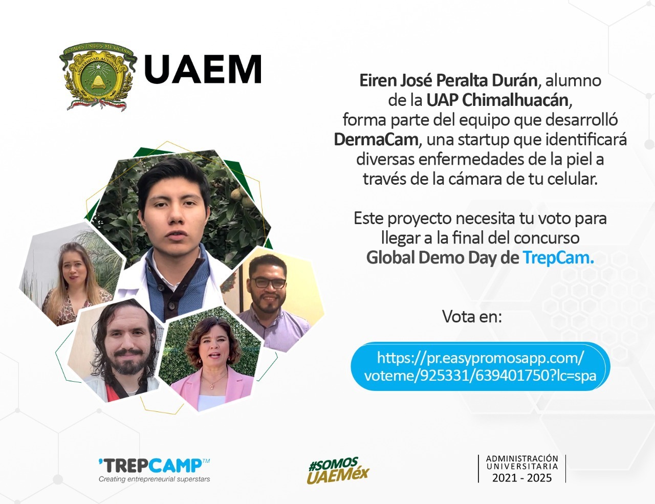 EIREN PERALTA, ALUMNO DE LA UAEM CHIMALHUACÁN, PARTICIPA EN PROYECTO «DERMA CAN» PARA IDENTIFICAR AFECCIONES DE LA PIEL