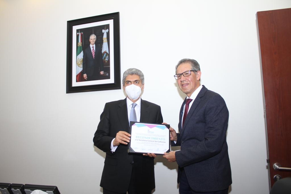 Obtiene la Secretaría General de Gobierno reconocimiento a la Transparencia. 2021-12-16