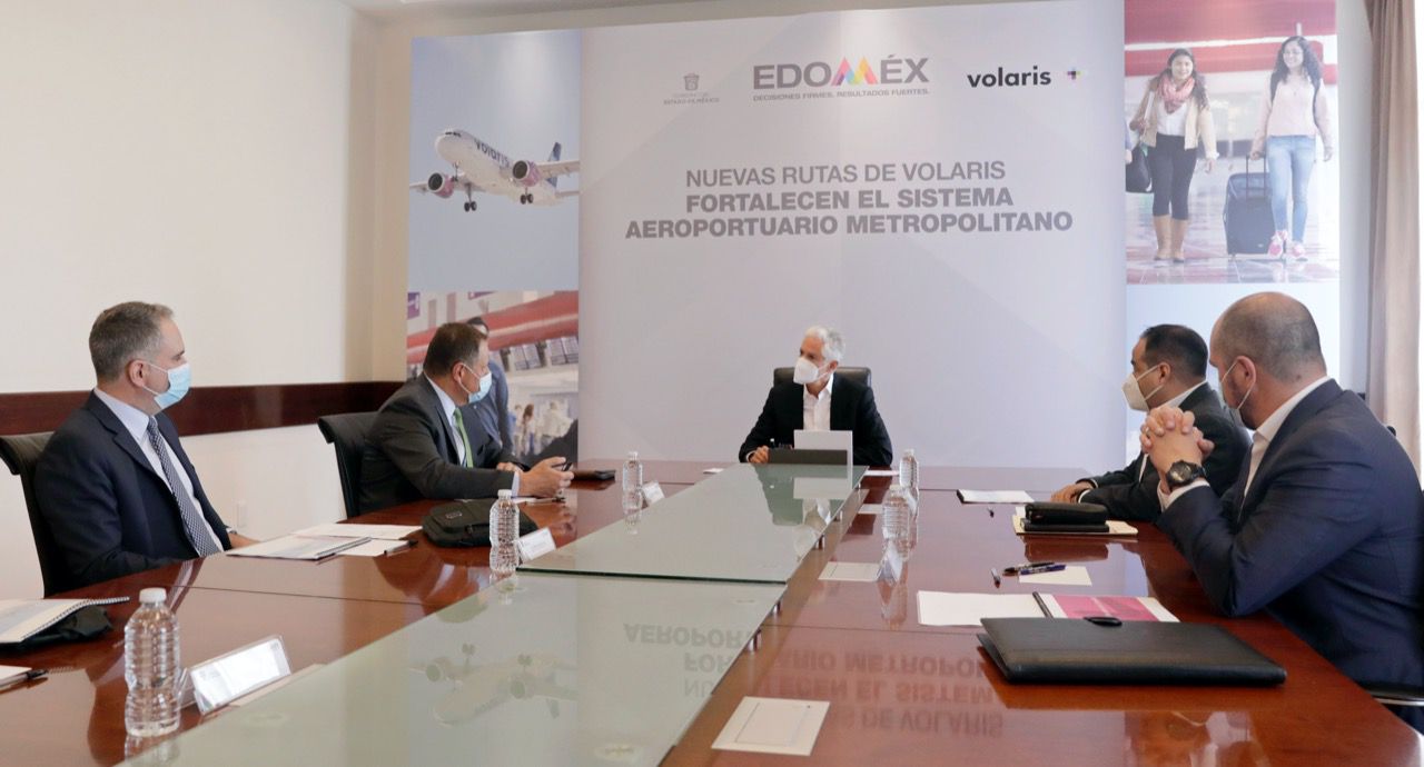 Anuncia el Gobernador Alfredo del Mazo nuevos vuelos de Volaris desde los aeropuertos Internacional de Toluca, y Felipe Ángeles.