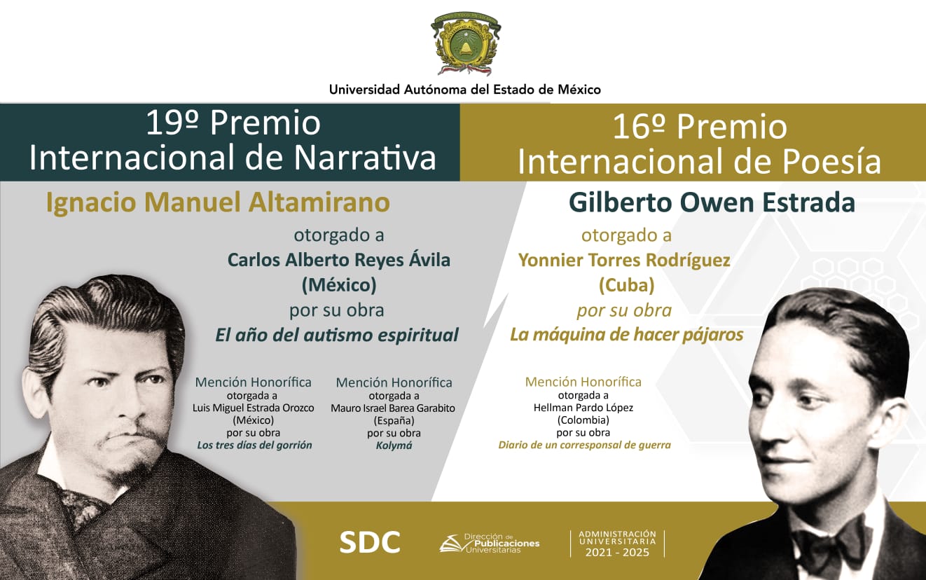 Premios UAEMéx 2022 de Narrativa y Poesía. Ganadores