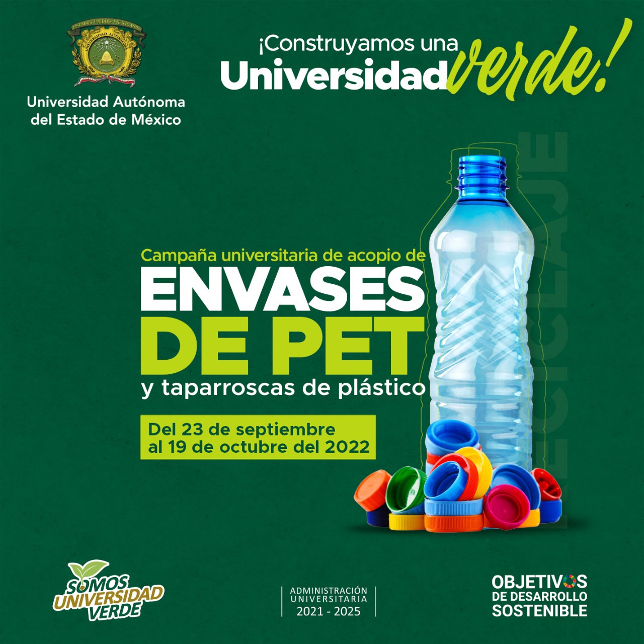 LA UAEMéx PROMUEVE LA CULTURA AMBIENTAL E INICIA LA SEGUNDA CAMPAÑA DE ACOPIO DE PET Y TAPARROSCAS DE PLÁSTICO