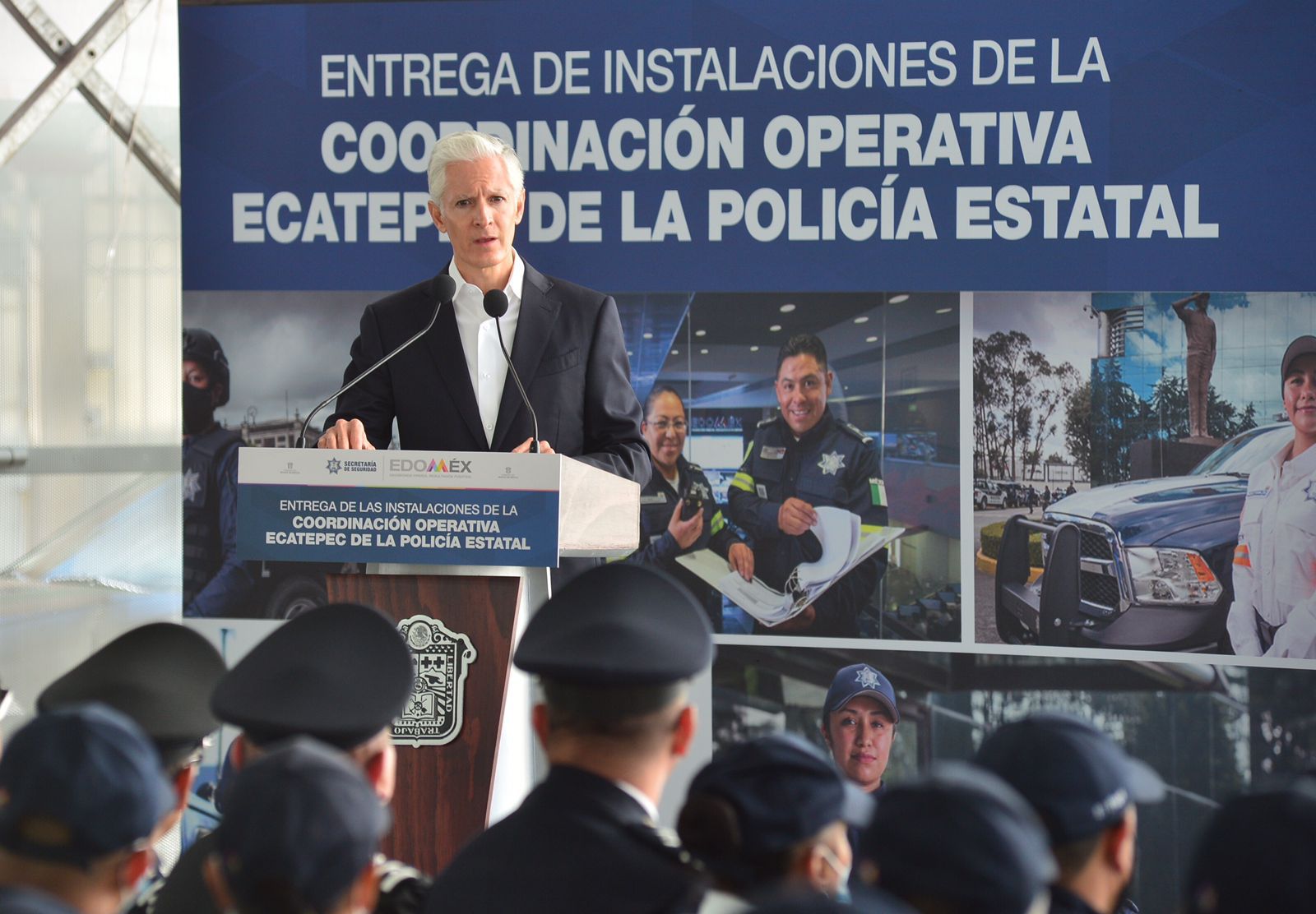 La red de videovigilancia pasó de 10 mil a 20 mil cámaras en territorio mexiquense, y se han entregado 830 patrullas nuevas, informó el Gobernador.