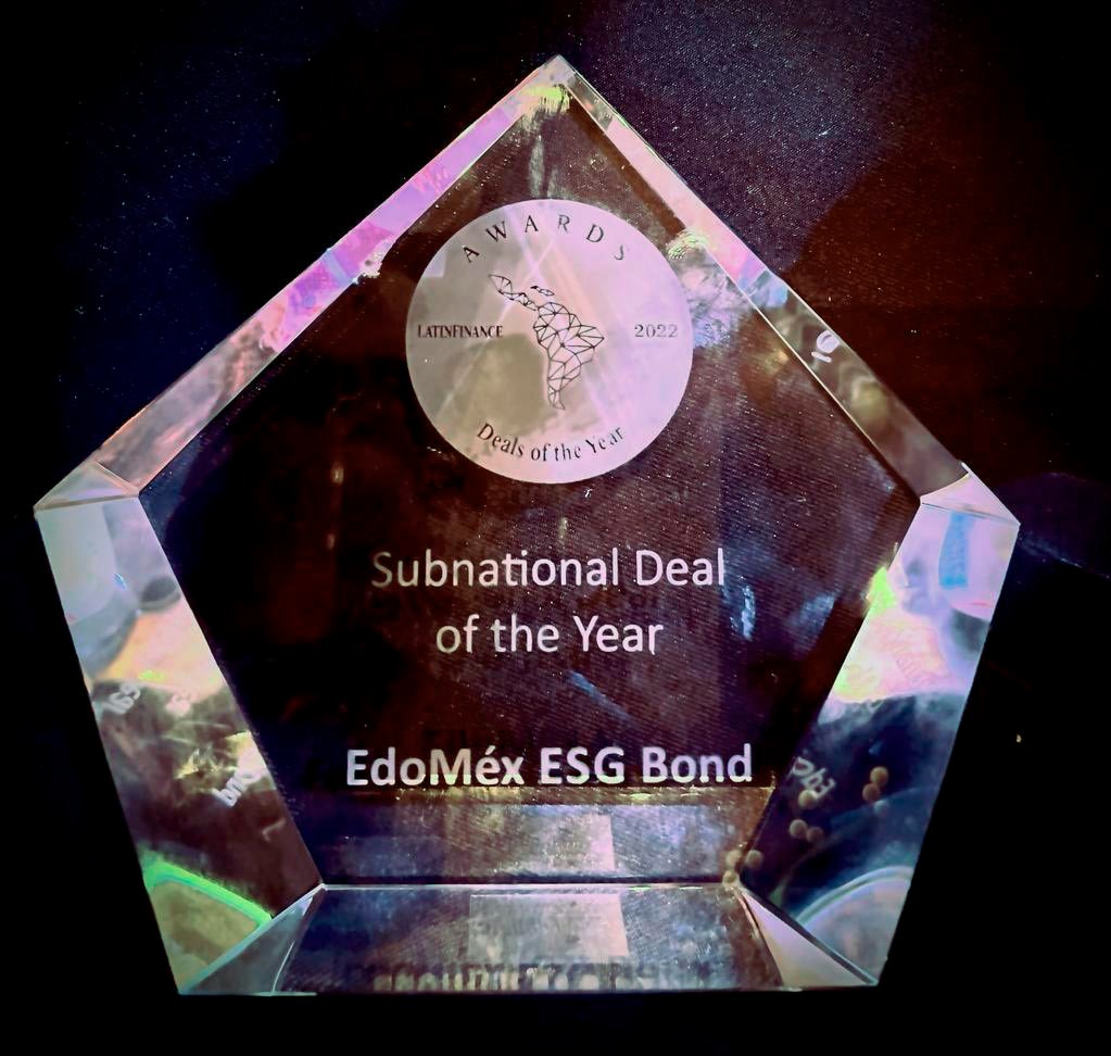 RECONOCE LATINFINANCE A EDOMÉX POR MEJOR OPERACIÓN FINANCIERA SUBNACIONAL DE LATINOAMÉRICA EN 2022