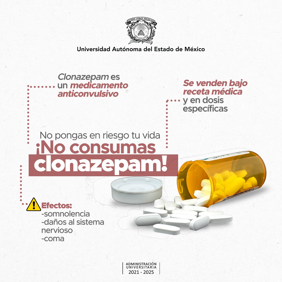 Consumo de clonazepam sin prescripción médica pone en riesgo la vida: UAEMéx