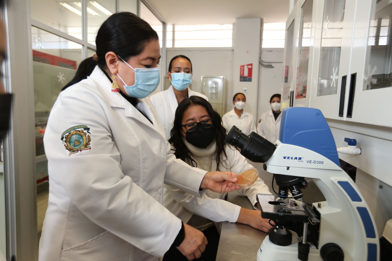 La académica Ramírez Durán junto a su equipo de trabajo compuesto por alumnas de doctorado, maestría y licenciatura.