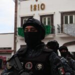 Contingente de Seguridad Pública en el desfile de Independencia, en Metepec.