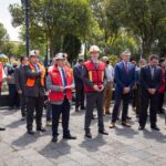 El Rector Carlos Eduardo Barrera dirigió las acciones de evacuación de los edificios universitarios, en el simulacro de sismo.