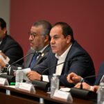 El Gobernador de Morelos, el futbolista Cuauhtémoc Blanco, en la reunión para combatir la delincuencia en Tierra Caliente.