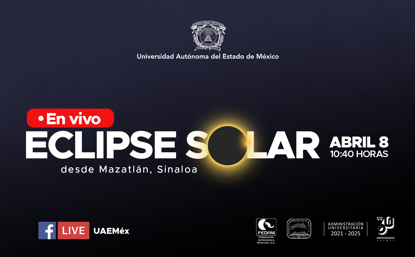 Informa la UAEMéx lo que debes saber sobre el eclipse solar total del ocho de abril