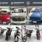 Vehículos asegurados a la banda de delincuentes.