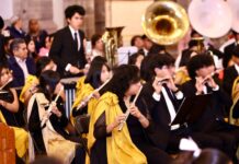 Banda Universitaria de Marcha de la UAEMéx ofreció concierto navideño en catedral de Tenancingo