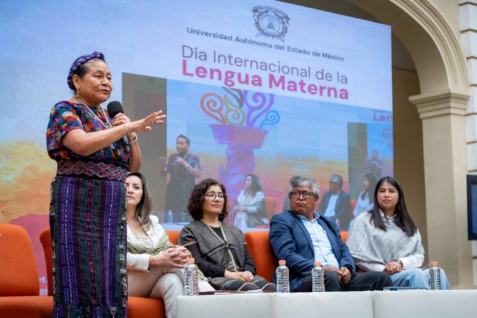 Conferencia magistral “Diálogo de saberes y lenguas originarias” de la Premio Nobel Rigoberta Menchú, en la UAEMéx.