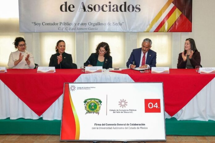 Firma de convenio general de colaboración entre la UAEMéx y el Colegio de Contadores Públicos del Valle de Toluca