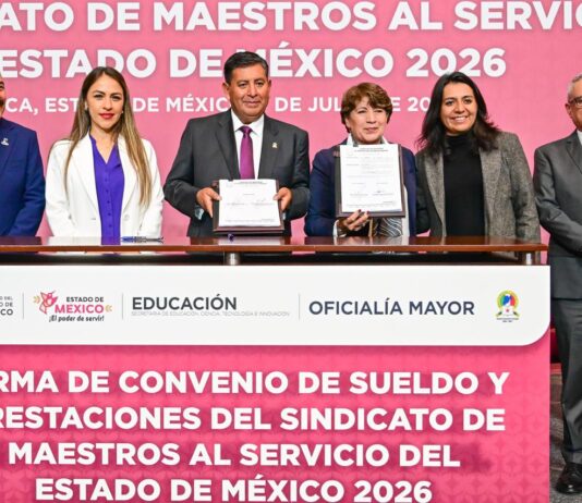 FIRMAN EL AUMENTO SALARIAL Y DE PRESTACIONES SINDICATO DE MAESTROS Y GOBIERNO MEXIQUENSE